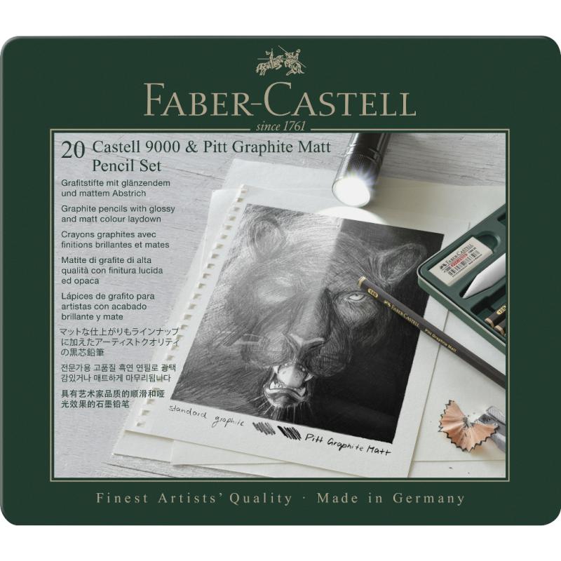 Faber-Castell Pitt Graphite Matt & Castell 9000 20er Metalletui